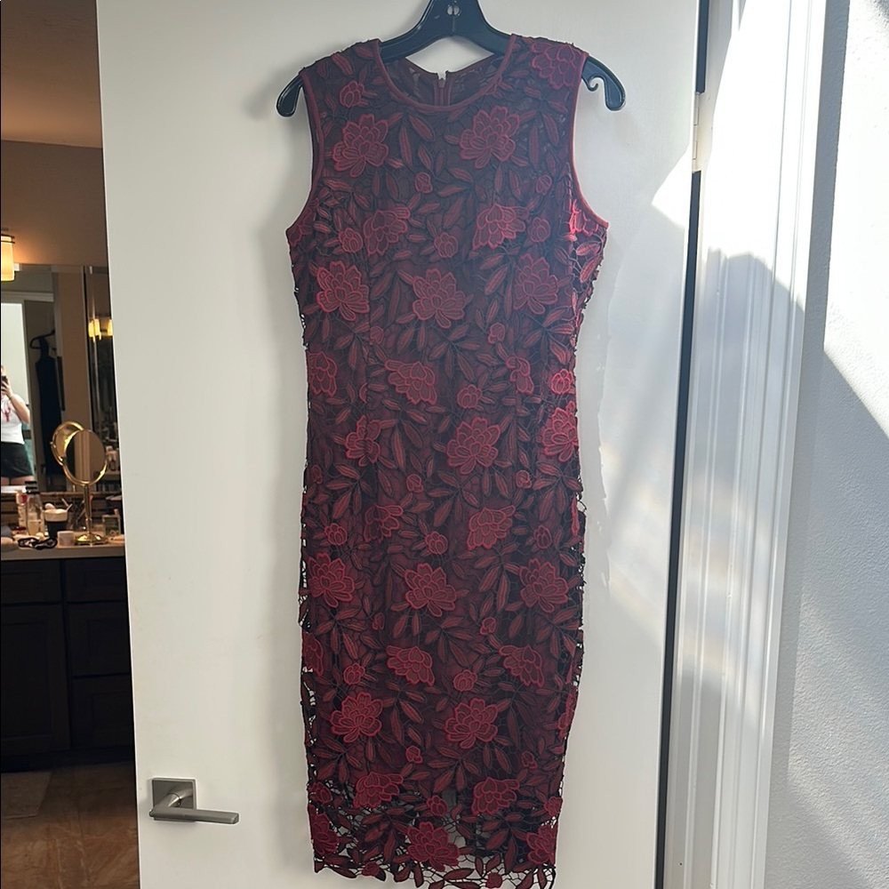White House Black Market Red Sheath Midi Dress
